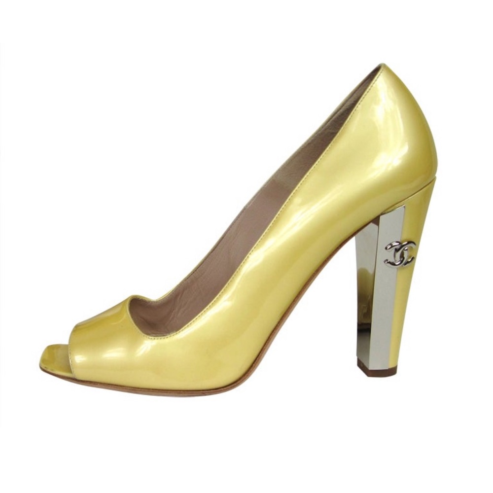 Vintage Chanel Yellow Open Toe Heels
